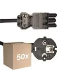 Multipack 50x Noxion GST - Compatible Supply Cable Black - Female + Schuko Europlug - 2m - 3 pole 0.75mm2